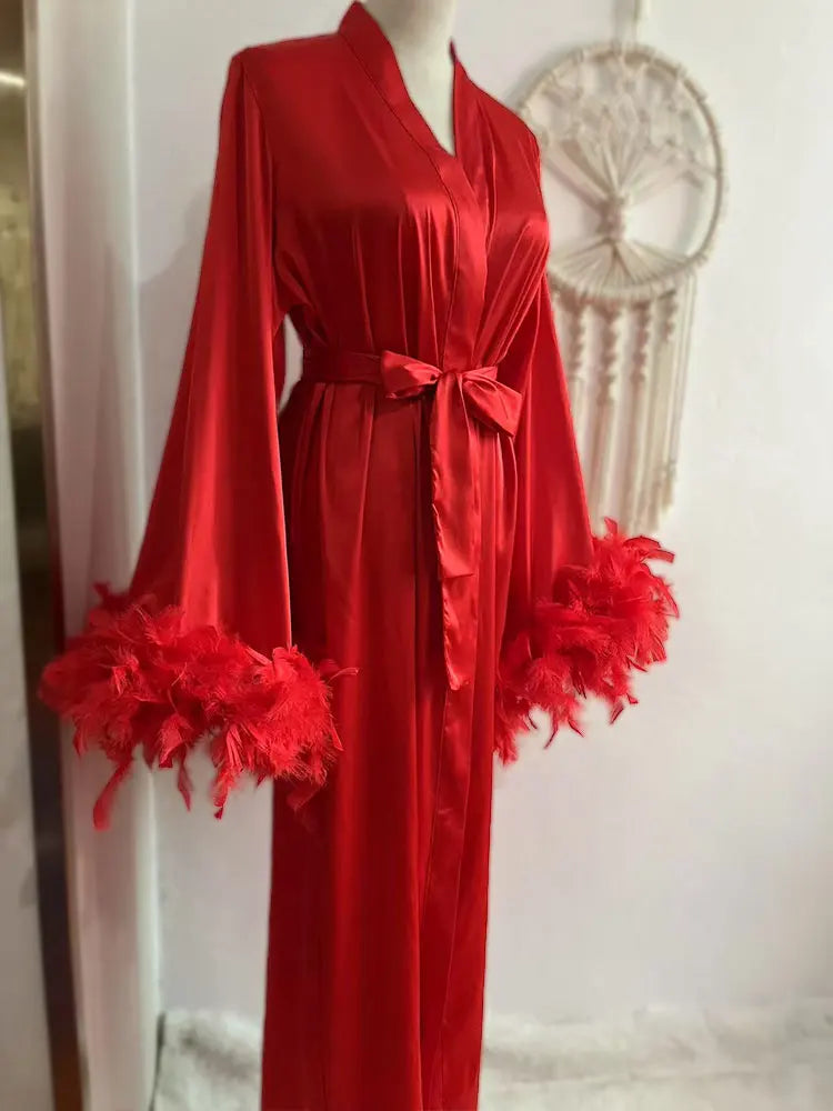 Feather Boudoir Silk Gown