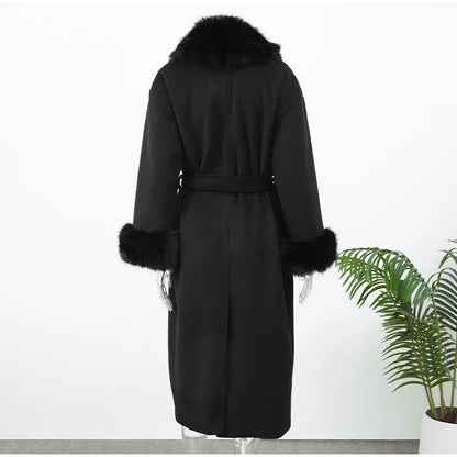 Chic Retro Black Fur Coat
