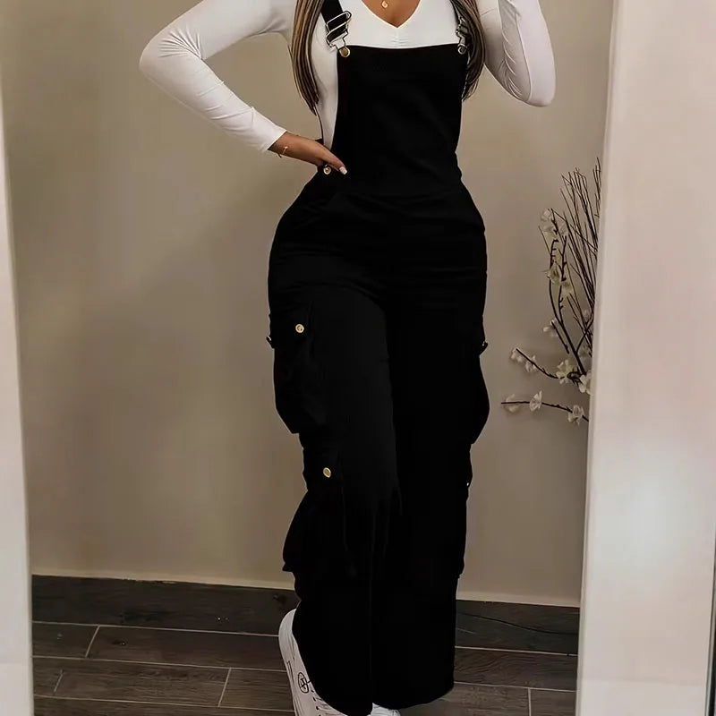 Y2K Ribbed Overalls