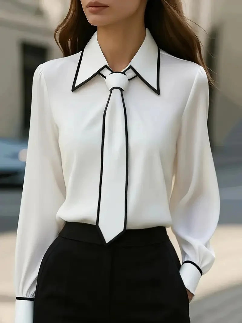 Tie Lapel Design Blouse