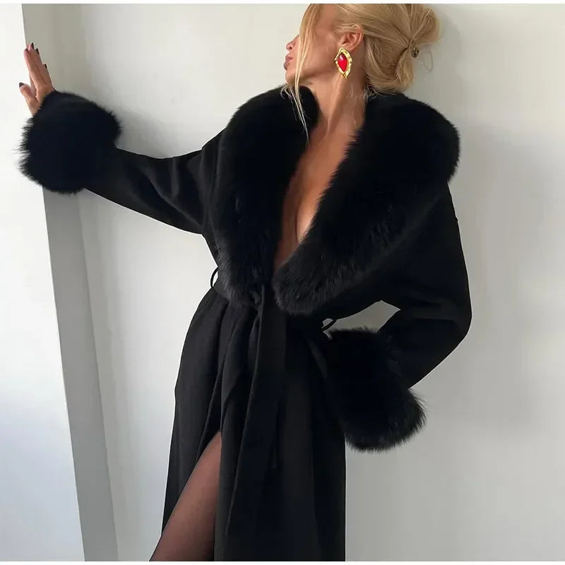 Chic Retro Black Fur Coat