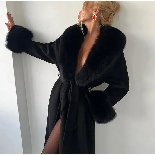 Chic Retro Black Fur Coat