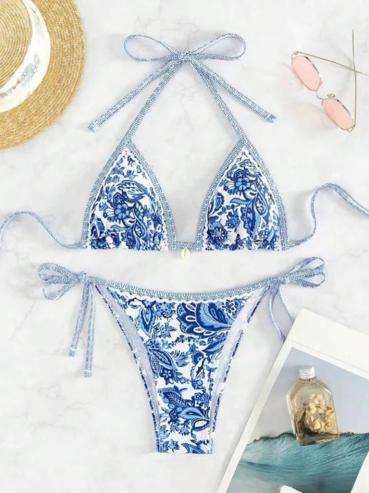 Halter String Triangle Two Piece Bikini