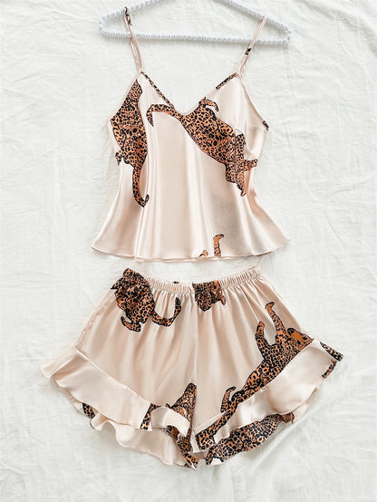 2-Piece Leopard Print Pajama Set