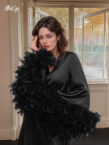 Feather Boudoir Silk Gown