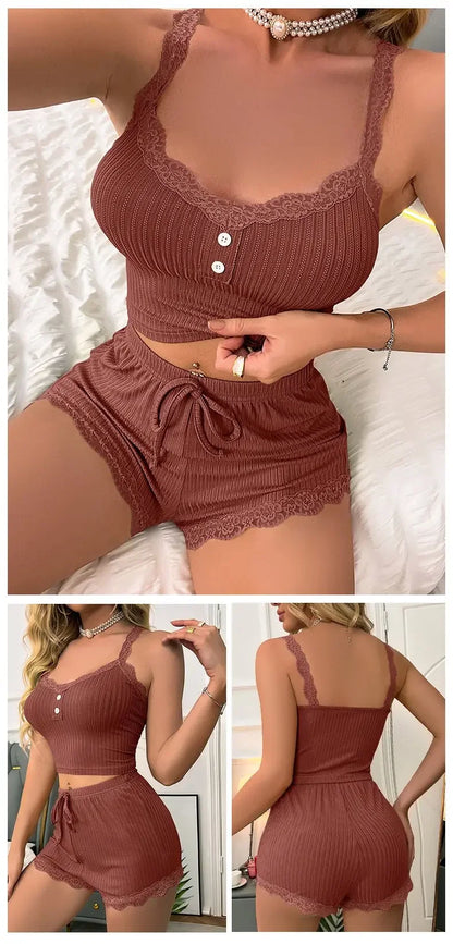 Ribbed Lace Trim Set
