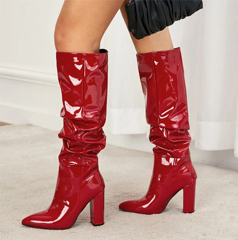 Pleated Point Slip On Boot