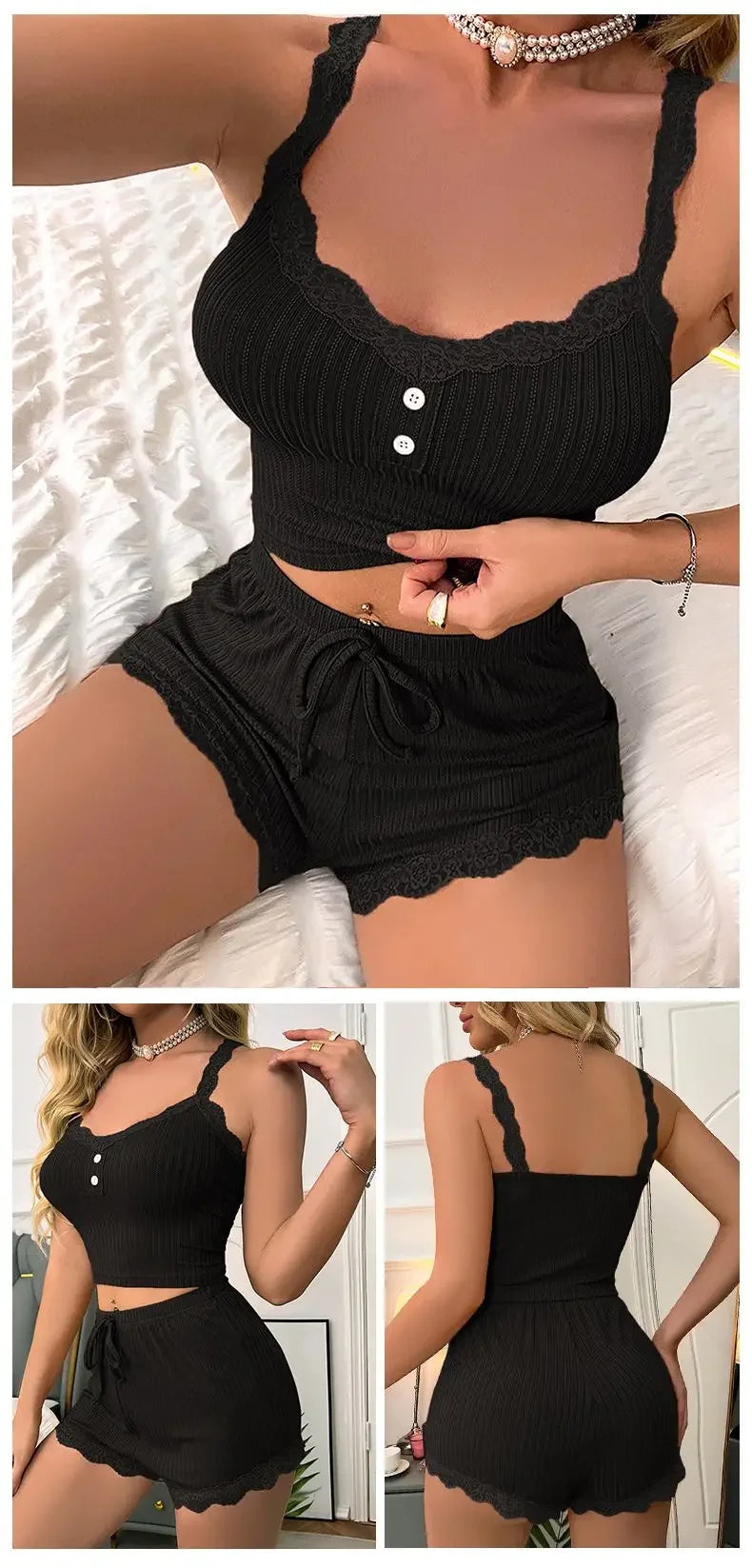 Ribbed Lace Trim Set