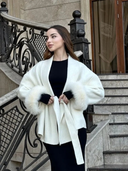 Chic Retro Black Fur Coat