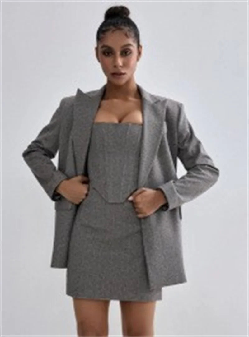 3 Pieces Herringbone Suit
