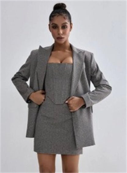 3 Pieces Herringbone Suit