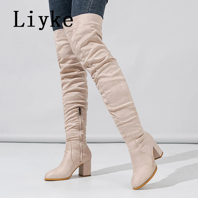 Over The Knee Chunky Block Boot