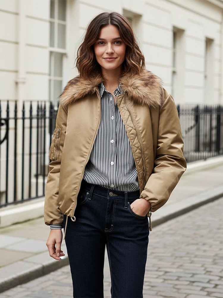 Chic Retro Black Fur Coat