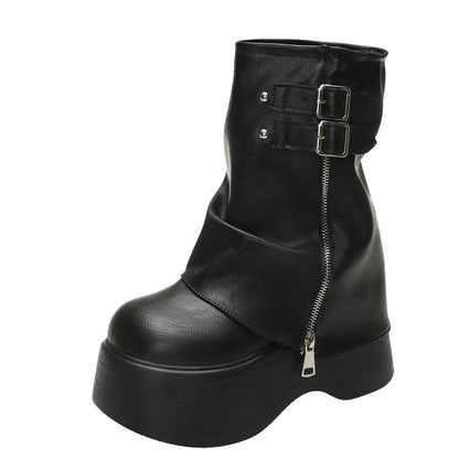 Soft Leather Mid Calf Boots