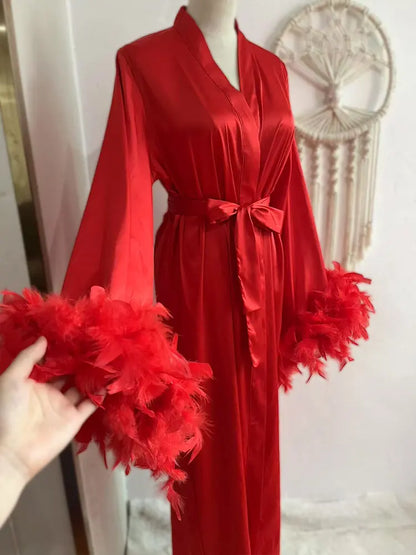 Feather Boudoir Silk Gown