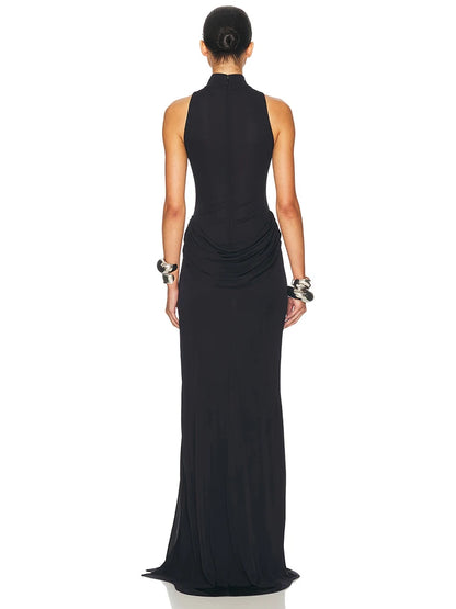 Turtleneck Pleated Maxi Dress