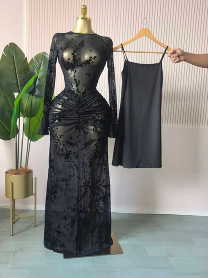 Stacked Mesh See Though with Lining