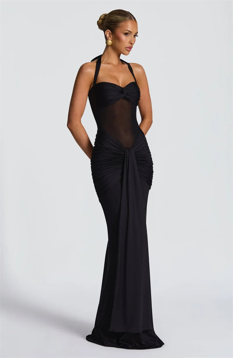 Backless Halter Maxi Dress