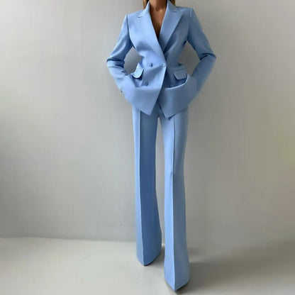 Strapless Top Flare Blazer Suit Set
