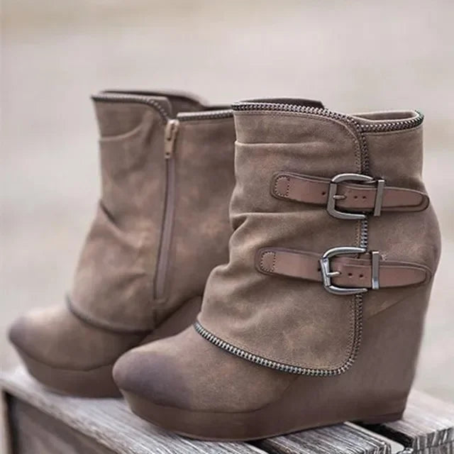 Short Suede Wedge Zipper