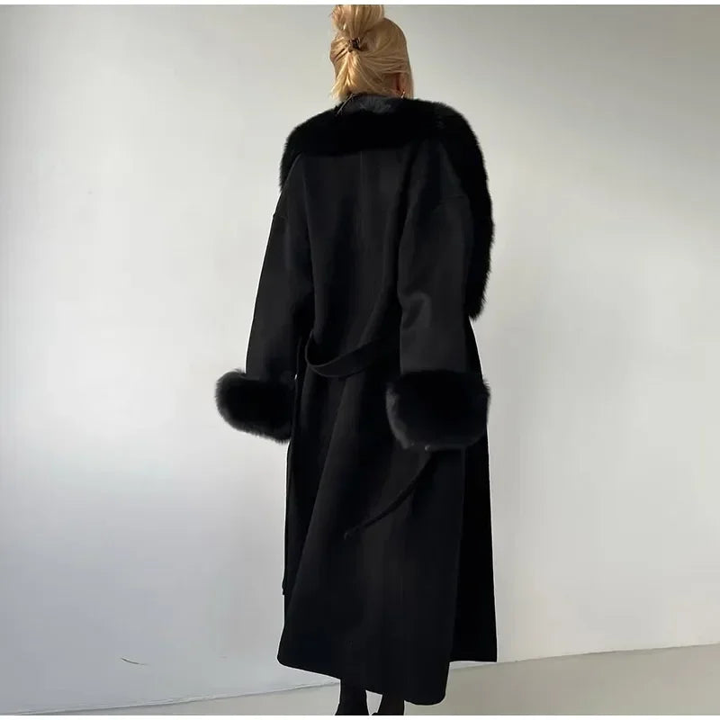Chic Retro Black Fur Coat