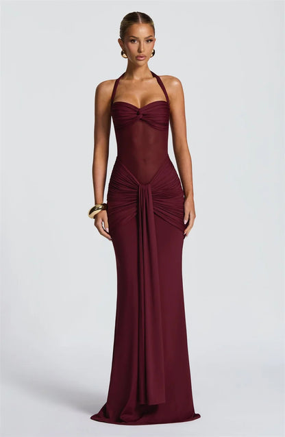 Backless Halter Maxi Dress