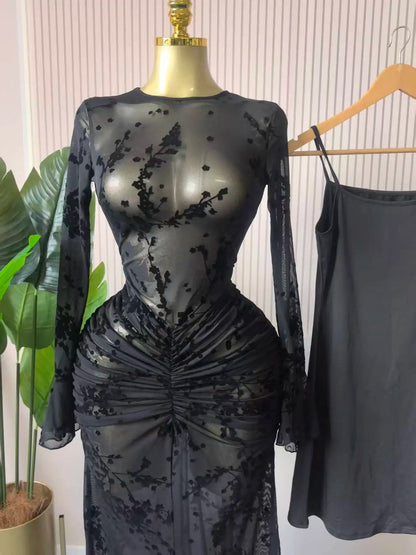 Stacked Mesh See Though with Lining
