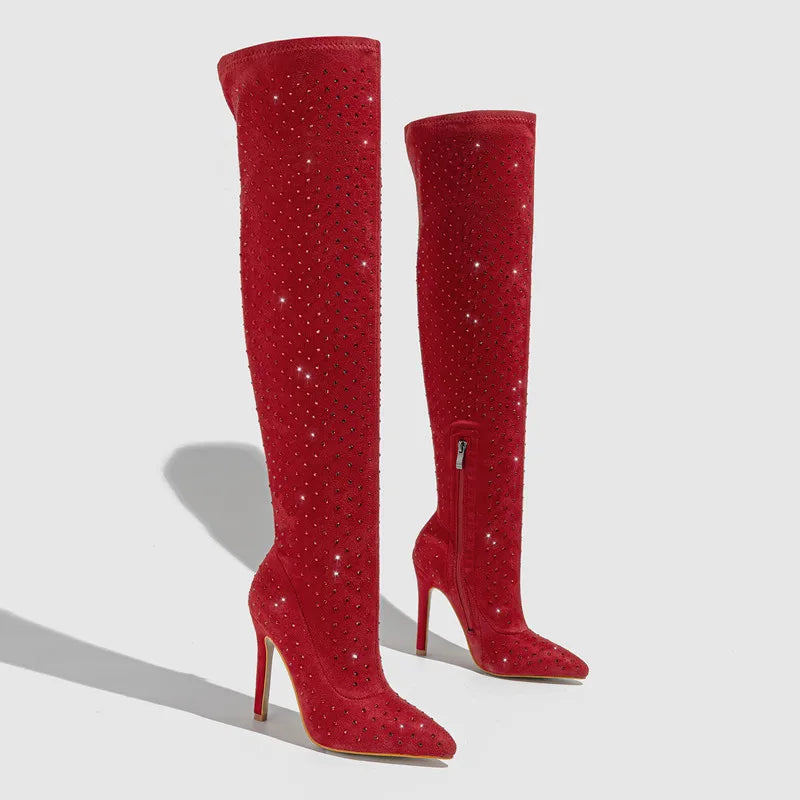 Rhinestones Thigh Highs