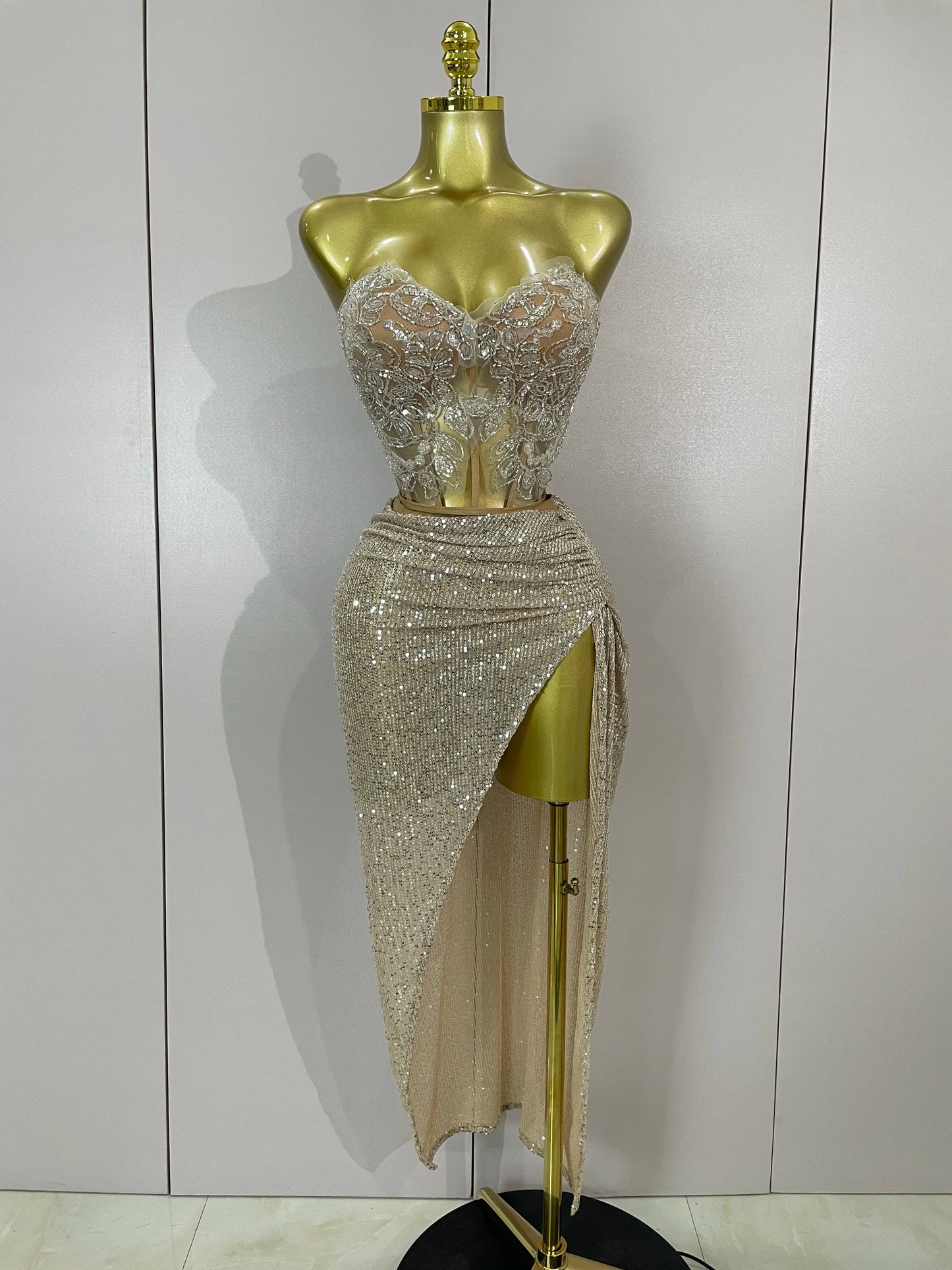 Strapless Sequin Two Pieces Set