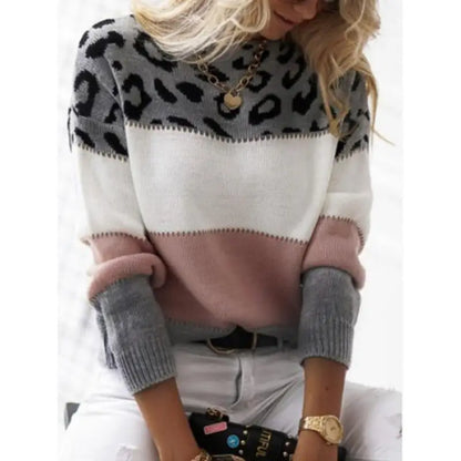 Contrast Leopard Print Sweater