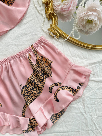 2-Piece Leopard Print Pajama Set
