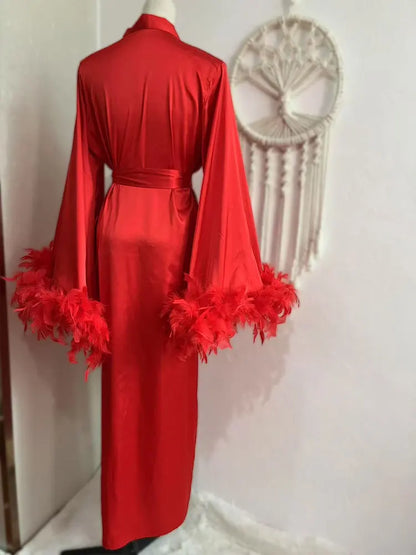 Feather Boudoir Silk Gown