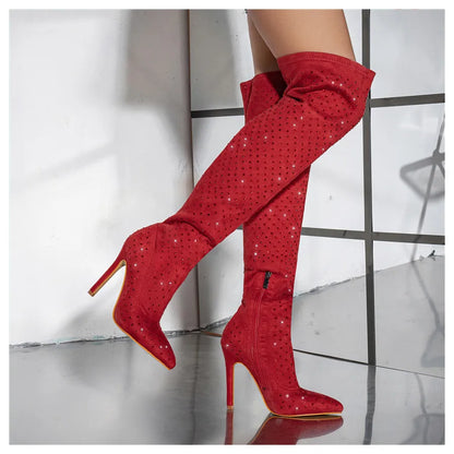Rhinestones Thigh Highs