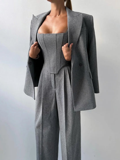 3 Pieces Herringbone Suit