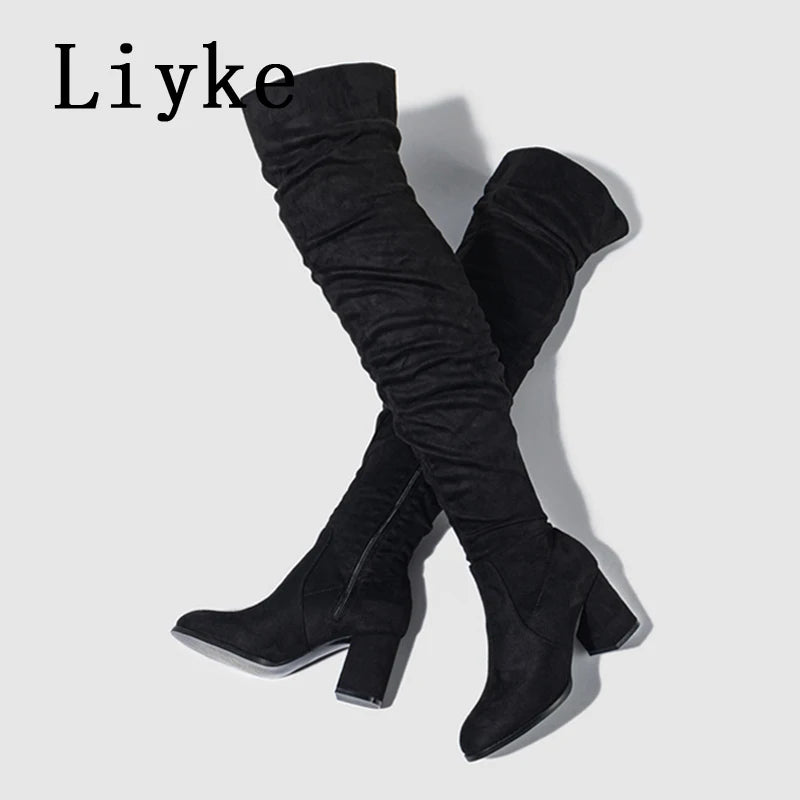 Over The Knee Chunky Block Boot
