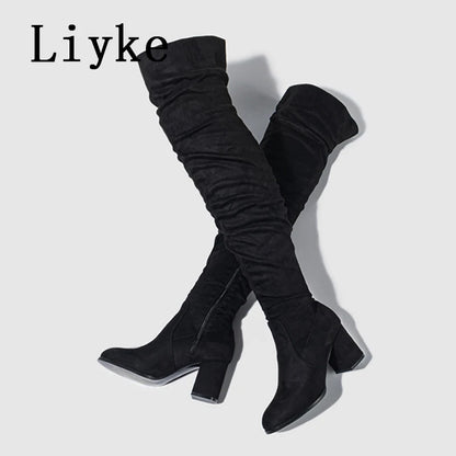 Over The Knee Chunky Block Boot