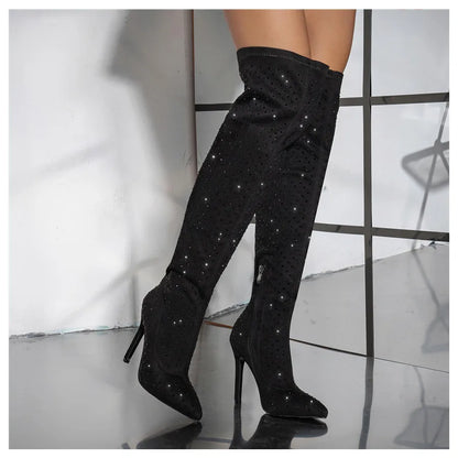 Rhinestones Thigh Highs