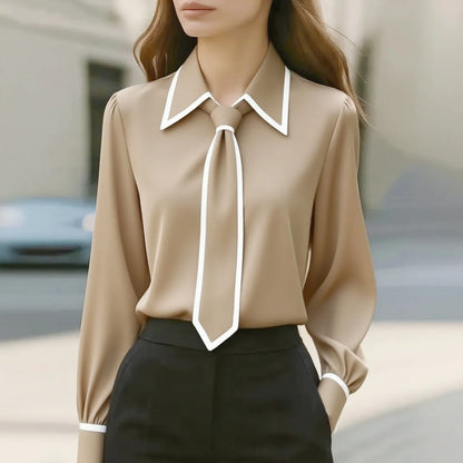 Tie Lapel Design Blouse