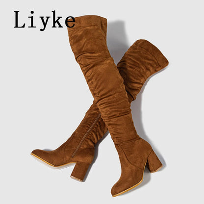 Over The Knee Chunky Block Boot