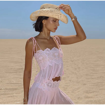 Sheer Lace Ruffle Chic Set
