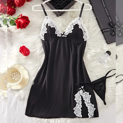 Transparent Lace Patchwork Babydoll