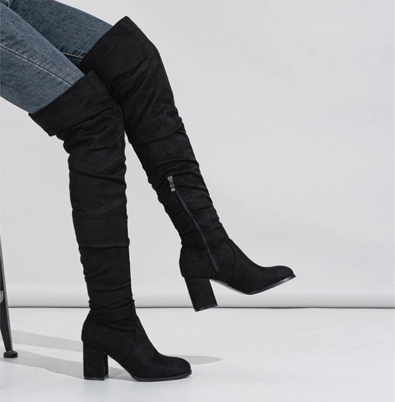 Over The Knee Chunky Block Boot