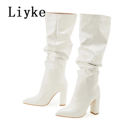Pleated Point Slip On Boot