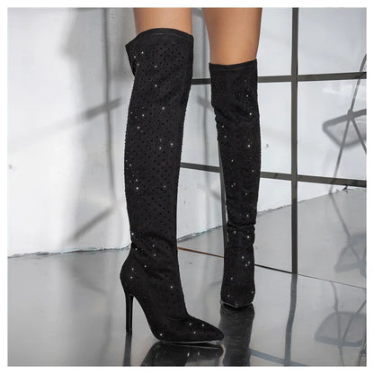 Rhinestones Thigh Highs