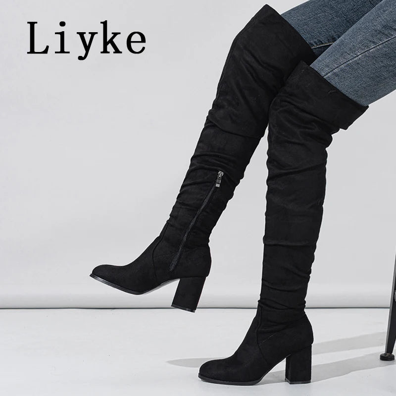 Over The Knee Chunky Block Boot