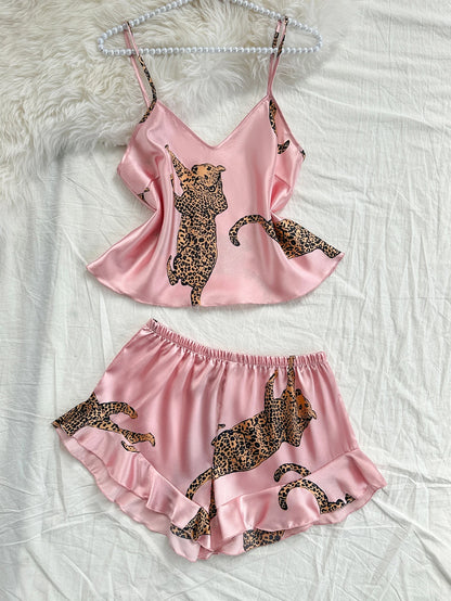 2-Piece Leopard Print Pajama Set