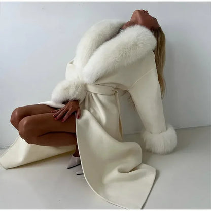 Chic Retro Black Fur Coat