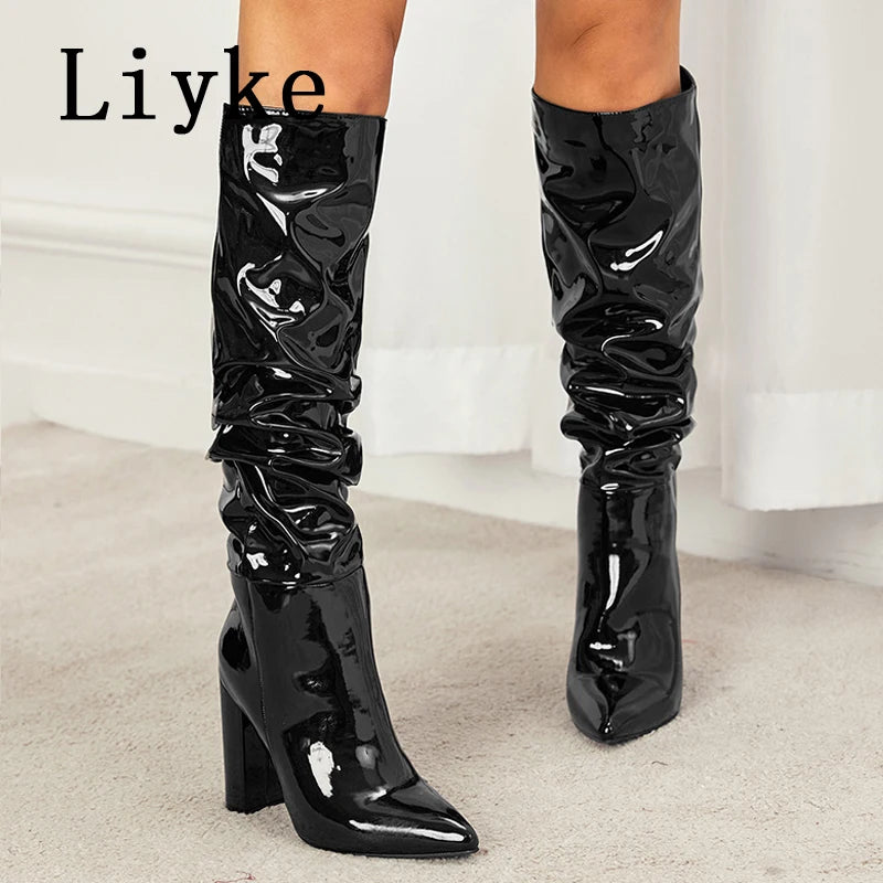 Pleated Point Slip On Boot
