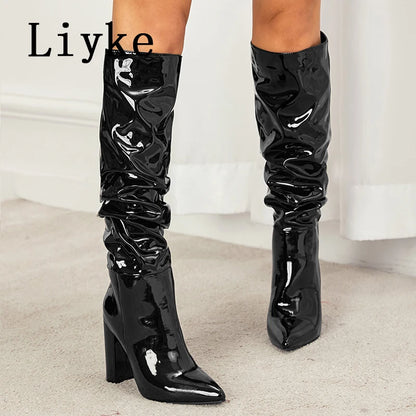 Pleated Point Slip On Boot