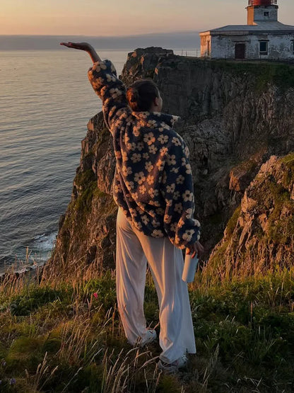 Floral Sherpa Pullover Sweatshirt